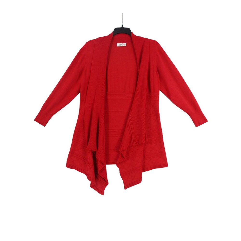 Cato Woman Red Open Front Cardigan Size 18/20W‎ Textured Knit Sweater